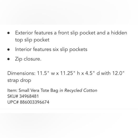 Vera Bradley Small Vera Tote Bag Magenta Retired Print Pattern Carryall Handbag - Picture 9 of 12